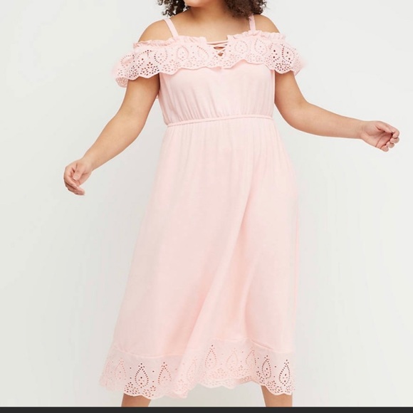 Lane Bryant dress- pink midi - Picture 10 of 11